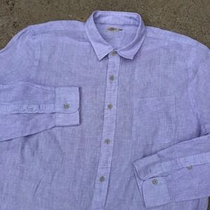 Faherty Linen Button Down Mens XL Purple Long Sleeve Lightweight Summer Beach